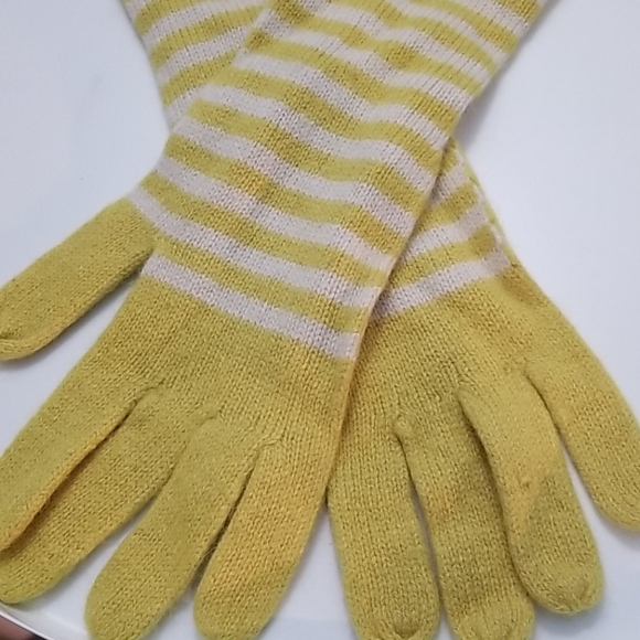 Yellow and white stripe long mittens one size NWT - Picture 2 of 4